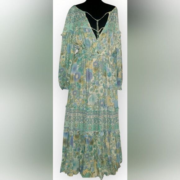 Spell & The Gypsy X Free People Turquoise Amethyst Maxi Gown Large - Picture 3 of 13